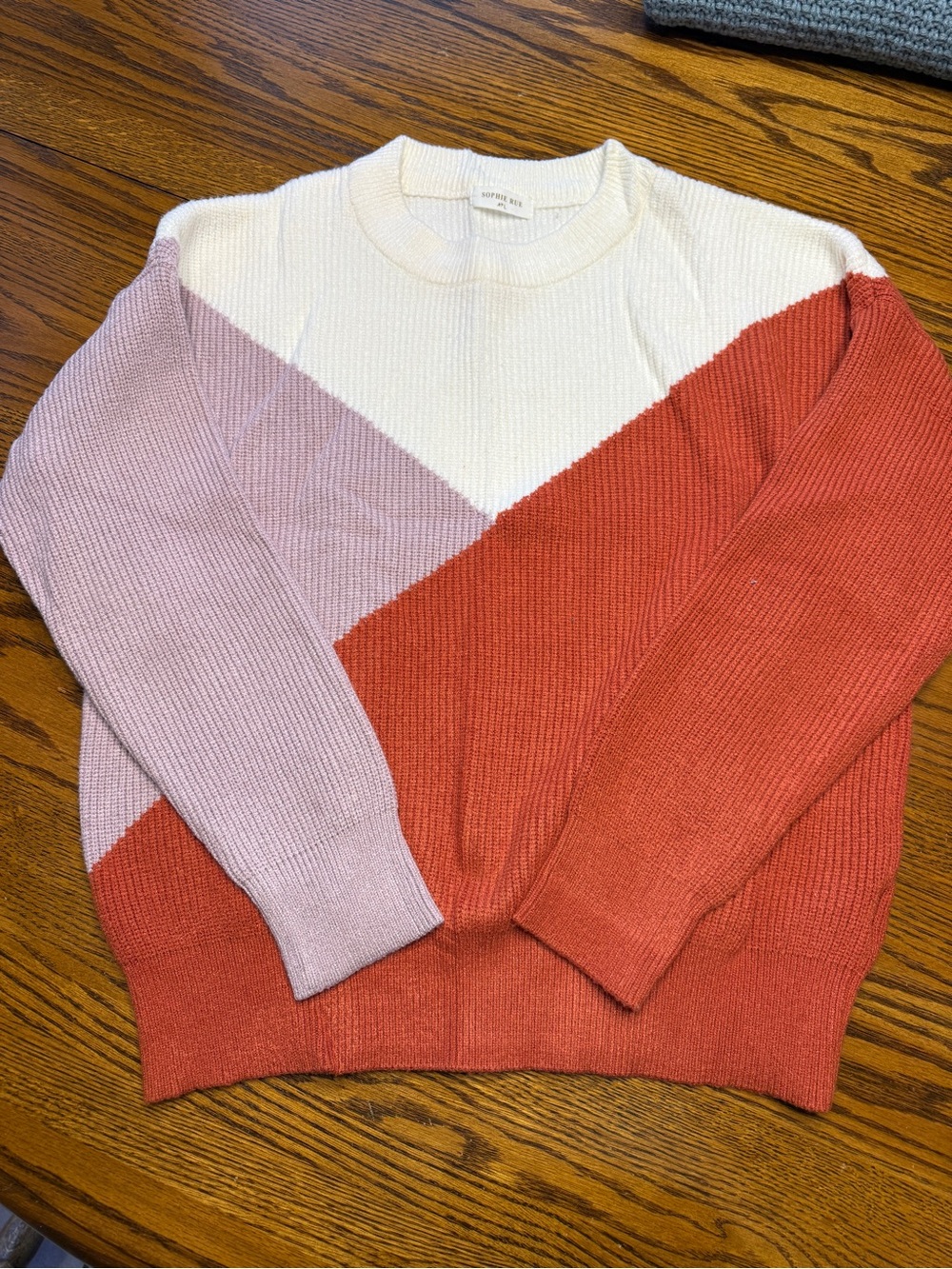 Sophie Rue Colorblock Crewneck Sweater - White, Blush, Rust